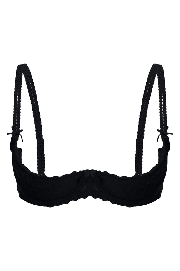Sports Bras for Women Lace Underwire Padded Balconette Push Up Bra Push Up Bra Black 80B