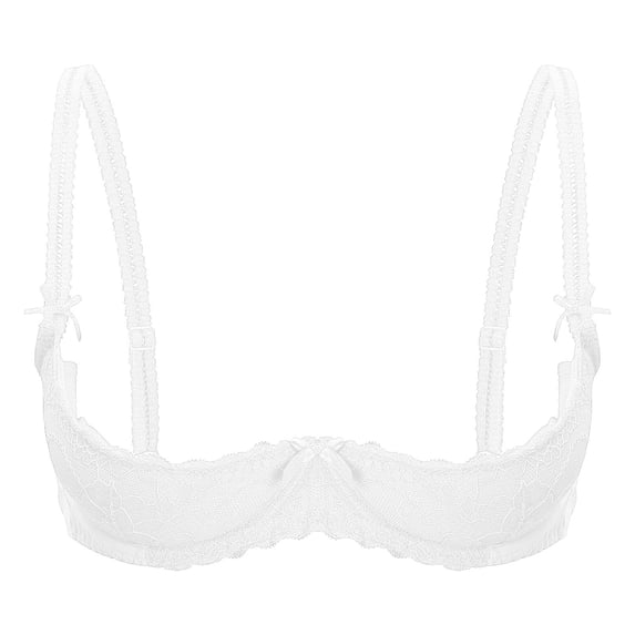 Sports Bras for Women Lace Underwire Padded Balconette Push Up Bra Push Up Bra White 70D