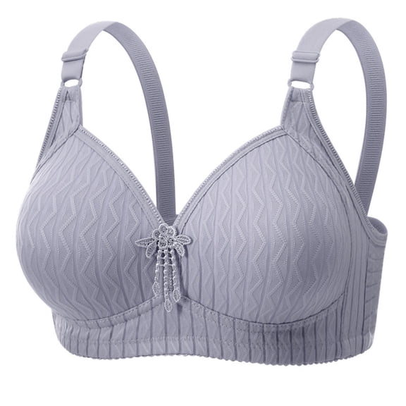Sports Bras for Women Large Bust Non-Underwire Gathering Three Buckle Lactation Breathable Stretchy Underwear Daily Bra Gray Up to 65% Off!