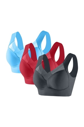 Sports Bras for Women Large Bust Plus Size 3Pc No Steel Ring Lactation Bra Back Adjustment Yoga Running Bra Gray L-7XL