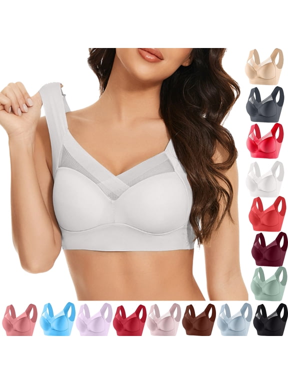 Sports Bras for Women Large Bust Plus Size Underwear Bra Everyday Underwear White M-6XL