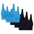 thumbnail image 1 of Sports Bras for Women Large Bust Seamless Comfort Wire-Free Bra 5-Pack Soft Breathable Racerback for Gentle Lift Black (3XL) Up To 65% Off!, 1 of 5