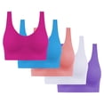 thumbnail image 1 of Sports Bras for Women Large Bust Ultra-Comfort Wireless Seamless Racerback Bra Breathable Light Lift Tank Style 5-Pack Purple (4XL) Up To 65% Off!, 1 of 5