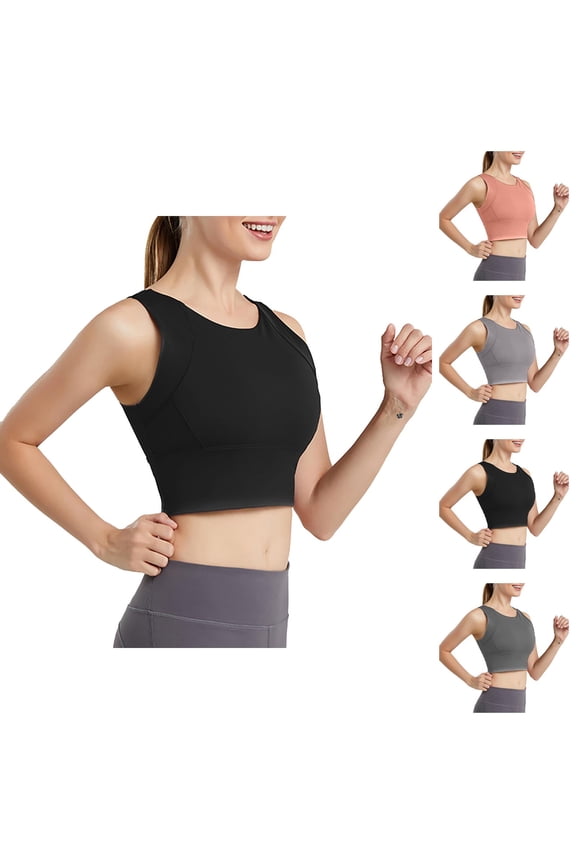 Sports Bras for Women Longline Full Coverage High Neck Medium Impact Bralette Workout Yoga Bras Crop Tank Top
