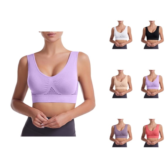 Sports Bras for Women Longline U Neck Hollow out Breathable Plus Size Wireless Bralette Workout Yoga Crop Tank Top