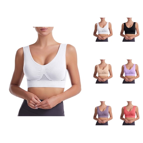 Sports Bras for Women Longline U Neck Hollow out Breathable Plus Size Wireless Bralette Workout Yoga Crop Tank Top
