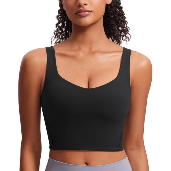 Sports Bras for Women - Molded Cup V Neck Yoga Clothes Workout Crop Tank Top
