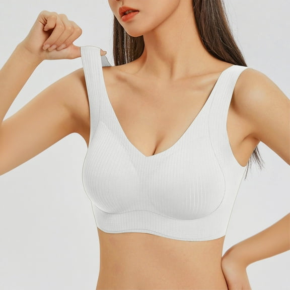 Sports Bras for Women No Underwire Plus Size 1Pc Underwear Bra Everyday Underwear White M-6XL