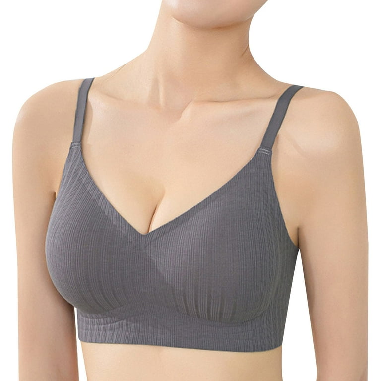Sports Bras for Women Pack Silicone Soft Seamless Adjustable Wire Wireless  Push up Bra for Womens Gray M