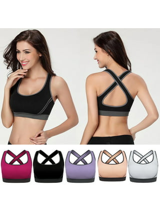 Women Cross Back Strappy Yoga Gym Running Workout Tops Vest Padded