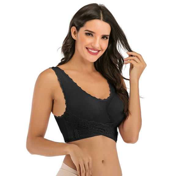 Sports Bras for Women, Padded Seamless High Impact Support for Yoga Gym Workout Fitness, Black, S