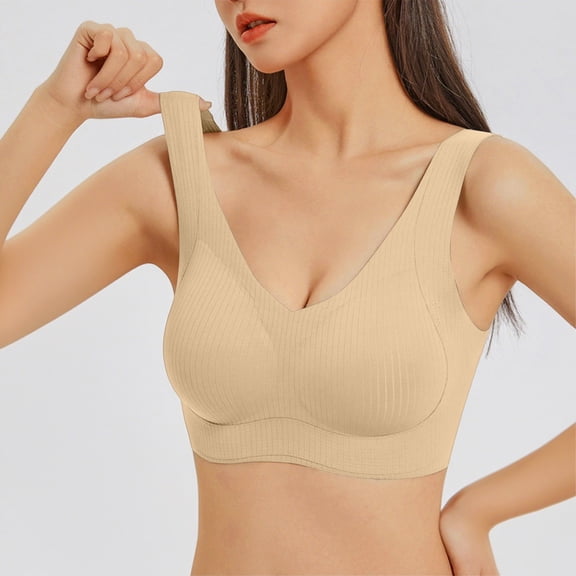Sports Bras for Women Plus Size 1Pc Underwear Bra Everyday Underwear Beige M-6XL