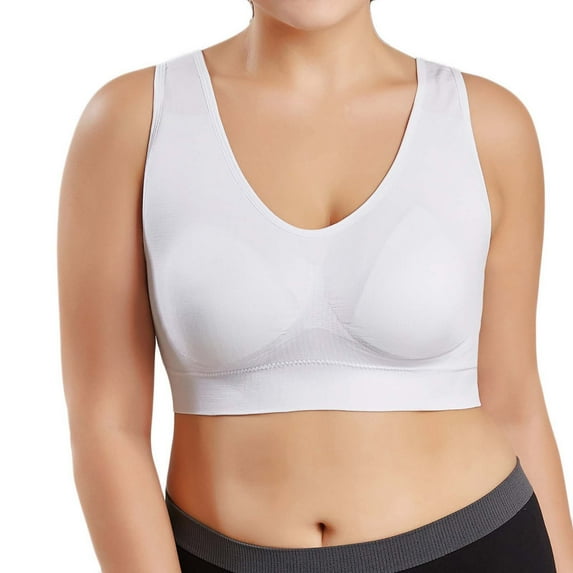 Sports Bras for Women Plus Size 2 Pack S-6X No Underwire Push Up Pullover Underwear Ladies Solid Multipack Full-Coverage Workout Bralettes