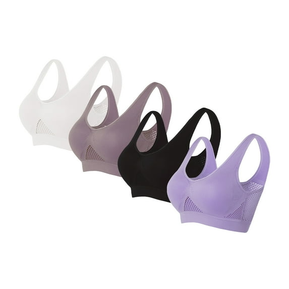 Sports Bras for Women Plus Size 4 Pack S-5X Push Up Wireless Bralettes Stretchy Pullover Multipack High-Impact Athletic Underwear Bra
