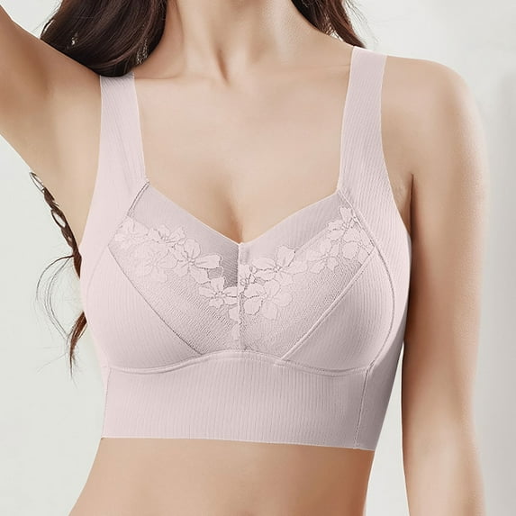 Sports Bras for Women Plus Size L-4X Lace Wireless Push Up Support Lifting Bralettes Casual Stretchy Pullover Back-Smoothing Underwear Clearance