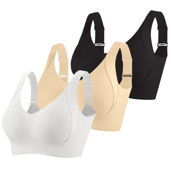 Sports Bras for Women Plus Size No Underwire Breathable Seamless T-Shirt Yoga Bra Jelly Bralette,3-Pack