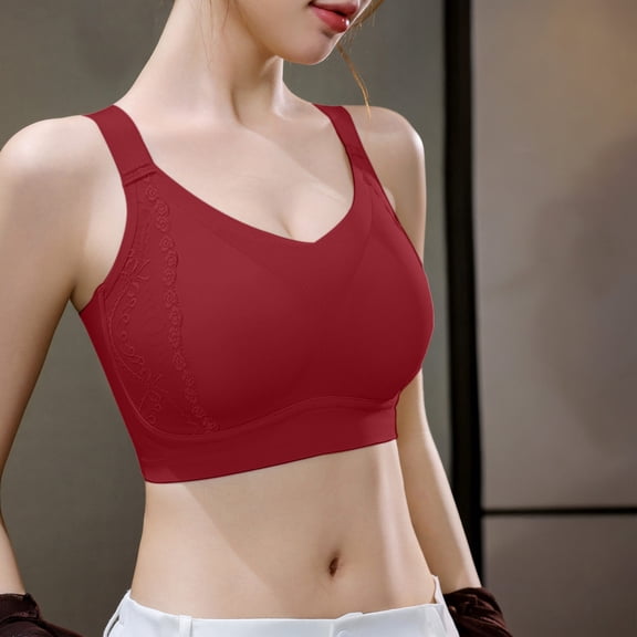 Sports Bras for Women Plus Size Push Up Wireless Bralettes for Women Loose Full Coverage Seamless Lace Bra M-5XL