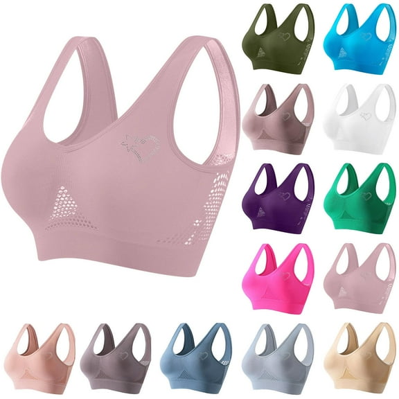 Sports Bras for Women Plus Size Seamless Sports Bra Wirefree Yoga Bra With Removable Pads Pink