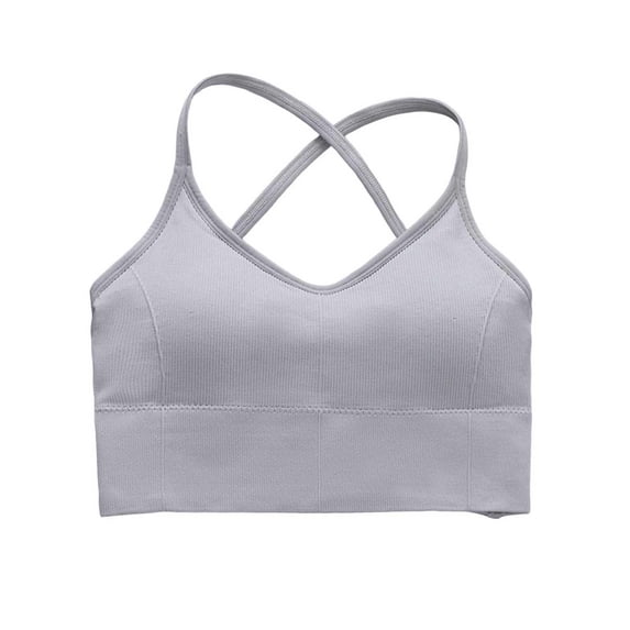 Sports Bras for Women Plus Size Solid Color Back Fitness Clothes Running Drying Yoga Underwear Gray M