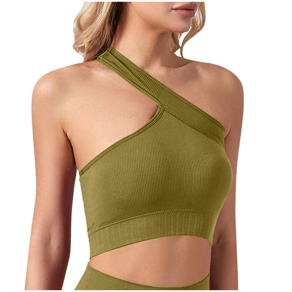 Sports Bras for Women Plus Size Solid Color High-Elastic Running Yoga Fitness Sports Brassiere Outer Wear Exercise Underwear Yellow M-3XL