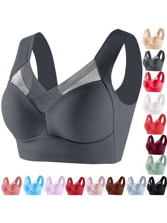 Sports Bras for Women Plus Size Strapless Lace Underwear with Thin Side Collection And Daily Bra Gray L-7XL