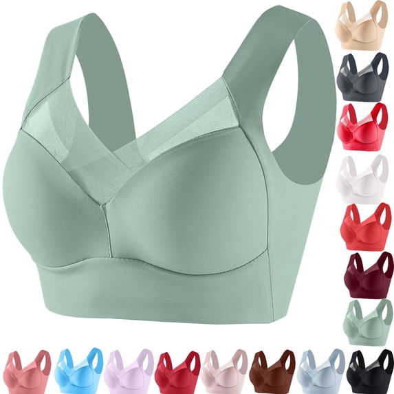 Sports Bras for Women Plus Size Strapless Lace Underwear with Thin Side Collection And Daily Bra Green L-7XL