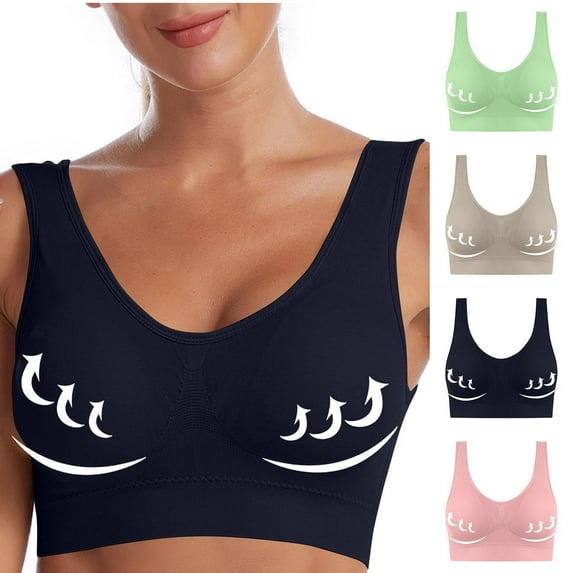 Sports Bras for Women Plus Size Traceless Comfortable 1Piece No Steel Ring Breathable Gathering Bra Woman Underwear Navy Xs-6XL