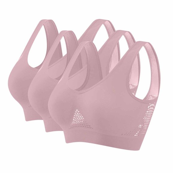 Sports Bras for Women Plus Size, Xunlbb Women Seamless Sports Bra Wirefree Yoga Bra With Removable Pads(Pink,XXXXXL)