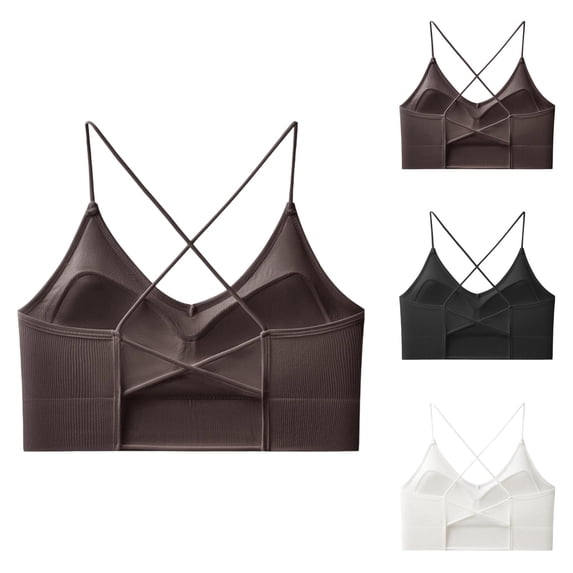 Sports Bras for Women Racerback Criss Cross Strappy Bralettes V Neck Longline Bra Workout Yoga Bras