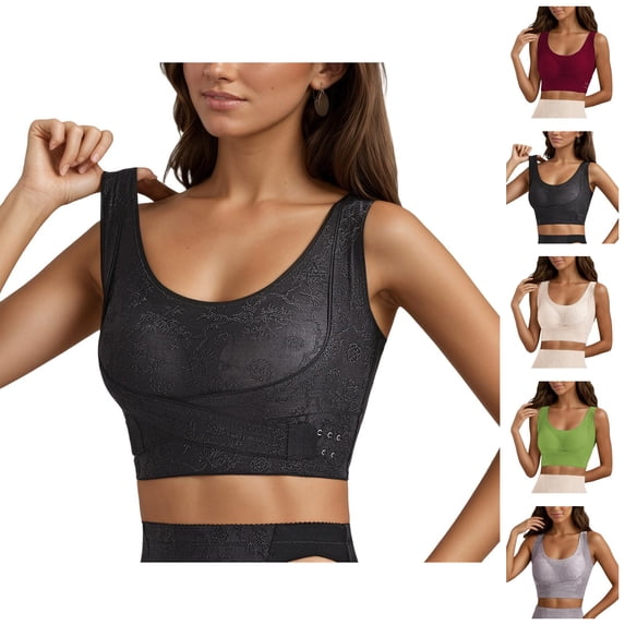 Sports Bras for Women Racerback Side Support Anti Sagging Push Up Bralettes Side Smoothing Workout Bra