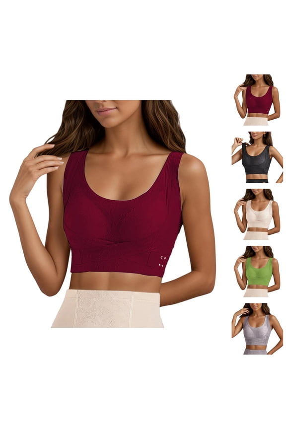 Sports Bras for Women Racerback Side Support Anti Sagging Push Up Bralettes Side Smoothing Workout Bra