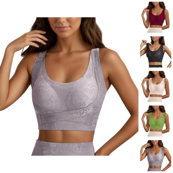 Sports Bras for Women Racerback Side Support Anti Sagging Push Up Bralettes Side Smoothing Workout Bra