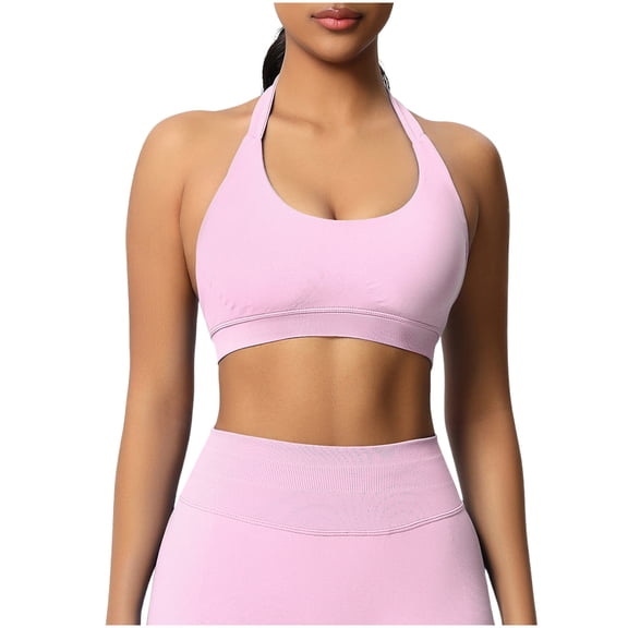 Sports Bras for Women Removable Padded Tank Tops Low Support Comfortable Open Back Workout Running Yoga Bra Pink S