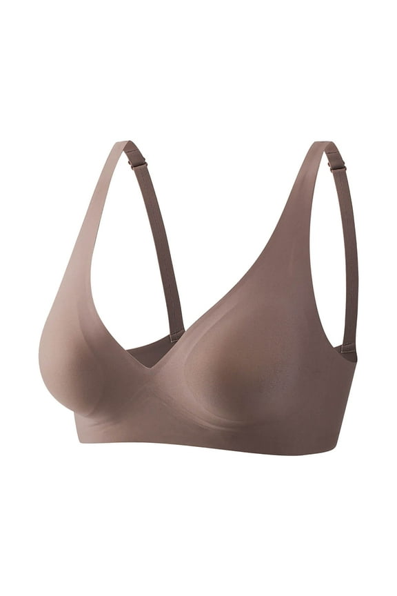 Sports Bras for Women Soft Cup Bras Women's Comfortable Bra For Home Leisure Double Hook V Neck Design Pure Color Seamless Underwear All Season Wear