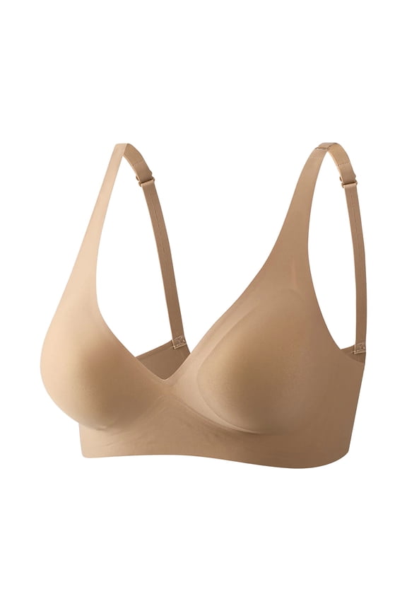 Sports Bras for Women Soft Cup Bras Women's Comfortable Bra For Home Leisure Double Hook V Neck Design Pure Color Seamless Underwear All Season Wear