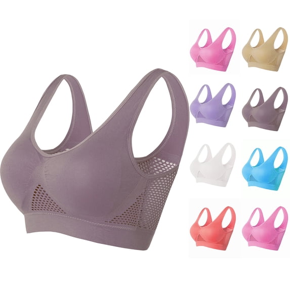 Sports Bras for Women Sports Plus Size Seamless Wirefree Yoga Bra with Removable Pads Gray S-8XL