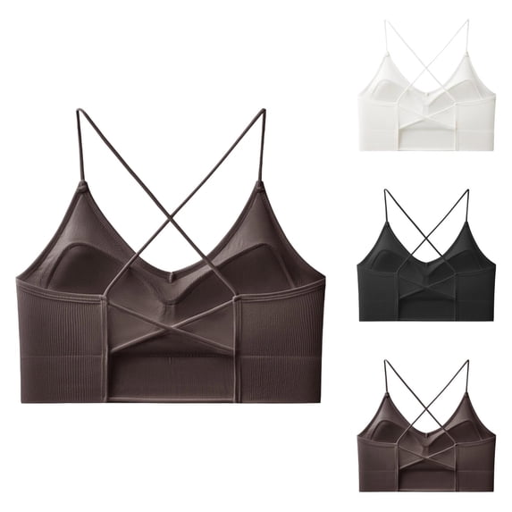 Sports Bras for Women Strappy Racerback Full Coverage V Neck Supportive Bralettes Workout Gym Yoga Bra