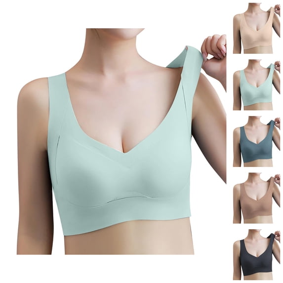 Sports Bras for Women V Neck Side Support Racerback Seamless Push Up Bralette Workout Yoga Bras