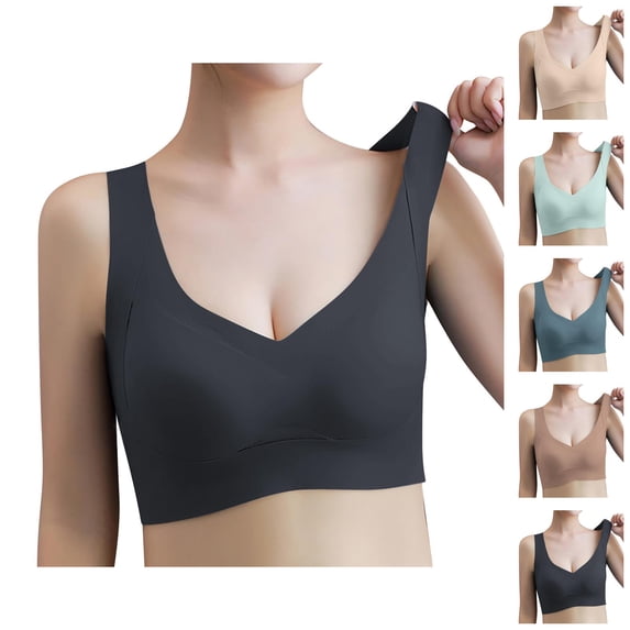 Sports Bras for Women V Neck Side Support Racerback Seamless Push Up Bralette Workout Yoga Bras