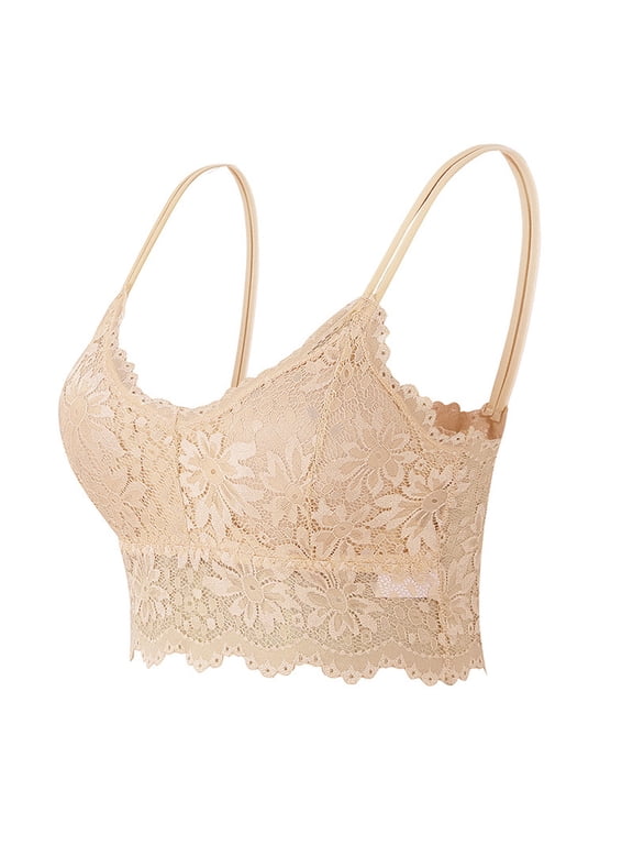 Sports Bras for Women Wide Brim Panama Jazz Sun Hat Push Up Bra Beige M