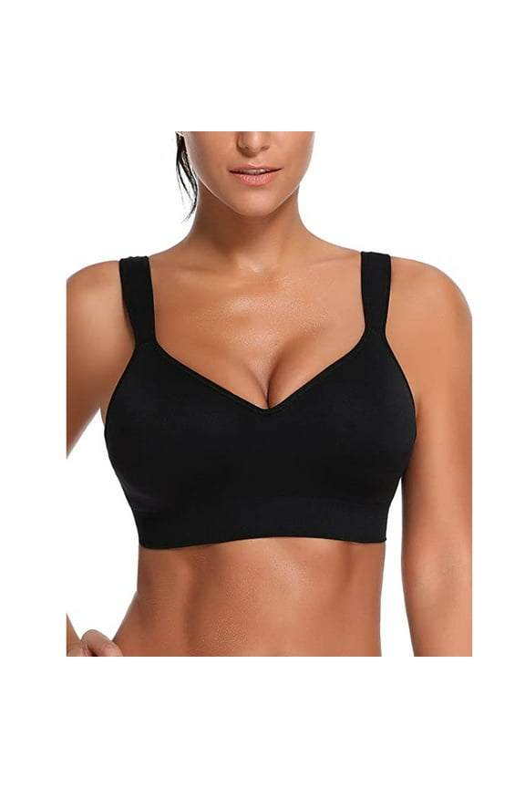 Sports Bras for Women Wireless Push-Up Full-Coverage Underwear Ladies Solid Stretchy Pullover Support Lifting Workout Seamless-Bralettes