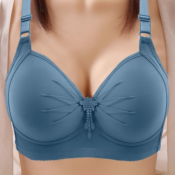Sports Bras for Women - Women's Large Size Adjustable Push-Up Breathable Full Cup Bra without Wires - Blue