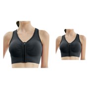 Sports Bras for Women Workout Bra Zip Front Womens No Steel Ring Criss-Cross Back Padded Seamless Yoga Running Sports Bra Black S