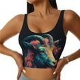 thumbnail image 1 of Sports Bras for Women Workout Tank Tops, Colorful Flower Goat Running Vest with Removable Cups, 1 of 2