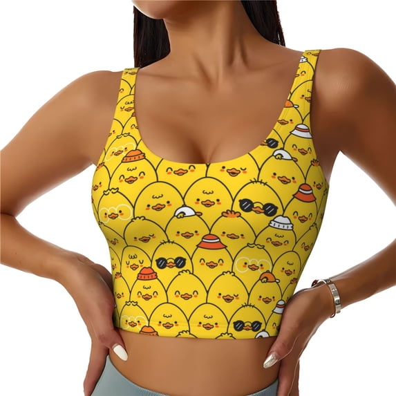 Sports Bras for Women Workout Tank Tops, Cute Funny Chicken Running Vest with Removable Cups