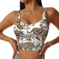 thumbnail image 1 of Sports Bras for Women Workout Tank Tops, Gold Orchid floral leopard Running Vest with Removable Cups, 1 of 7