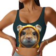 thumbnail image 1 of Sports Bras for Women Workout Tank Tops, Modern Yellow Sweater Guinea Pig Running Vest with Removable Cups, 1 of 2