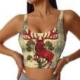 thumbnail image 1 of Sports Bras for Women Workout Tank Tops, Mythical Red Stag Illustration Running Vest with Removable Cups, 1 of 7