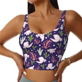 thumbnail image 1 of Sports Bras for Women Workout Tank Tops, cute Axolotl corals navyblue Running Vest with Removable Cups, 1 of 7