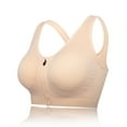 thumbnail image 1 of Sports Bras with Zipper Front High Impact Support Strappy Back Workout Bra Tops, Beige, S, 1 of 8